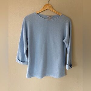 Bartolini Italian Baby Blue Wool Cashmere Silk Blend Rib Knit Blouse Sweater M